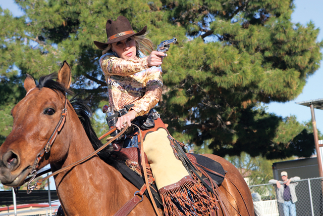 Cowboy mounted shooting event at Rawhide